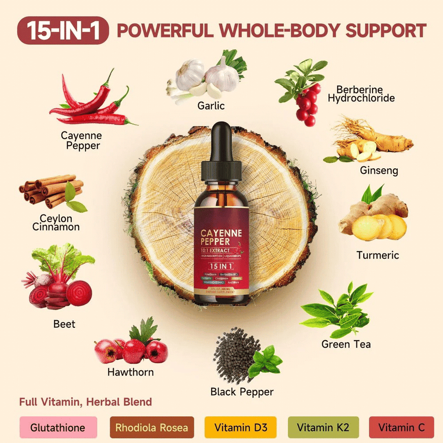 Cayenne Pepper Liquid Drops – Advanced Circulation & Daily Wellness Support