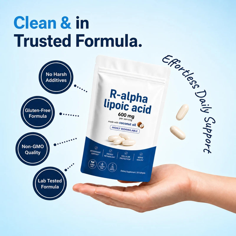 R-Alpha Lipoic Acid Softgels for Cellular Energy and Nerve Health Support