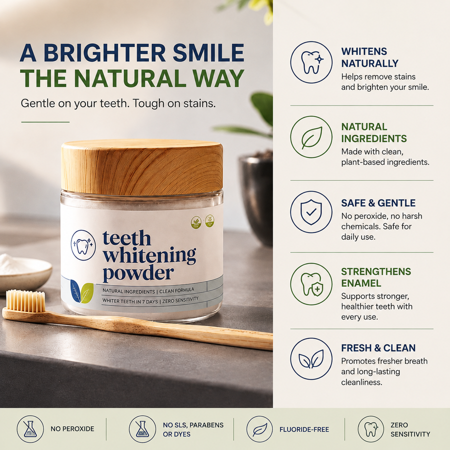Natural Teeth Whitening Powder – Whiter Teeth in 7 Days Without Sensitivity