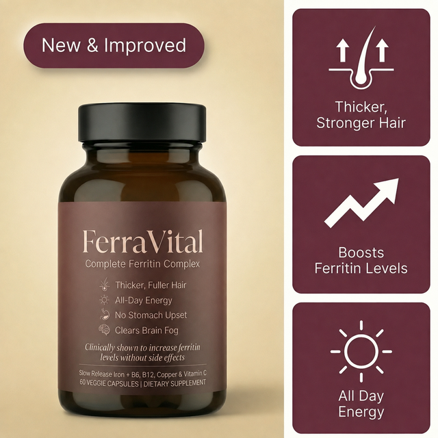 FerraVital Complete Ferritin Complex – Slow Release Iron + B6, B12, Copper & Vitamin C