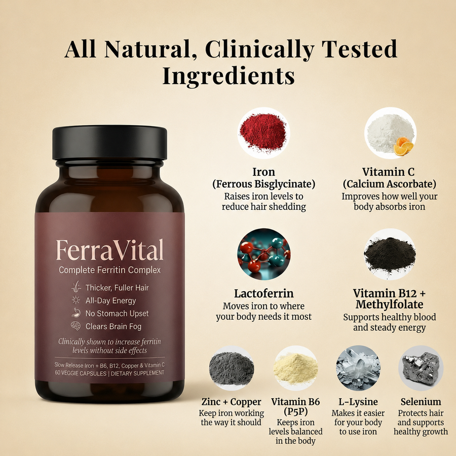 FerraVital Complete Ferritin Complex – Slow Release Iron + B6, B12, Copper & Vitamin C