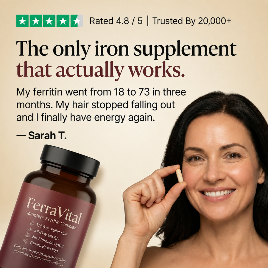 FerraVital Complete Ferritin Complex – Slow Release Iron + B6, B12, Copper & Vitamin C