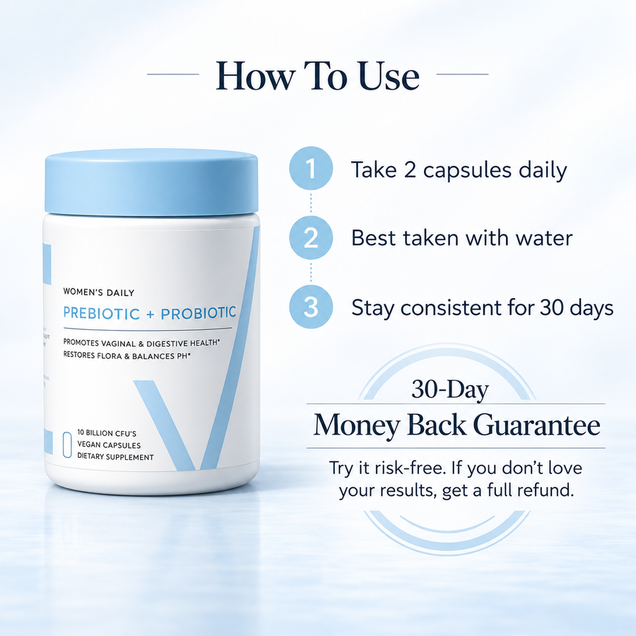 Women’s Daily Prebiotic + Probiotic – 10 Billion CFU | Digestive & Feminine Wellness Support