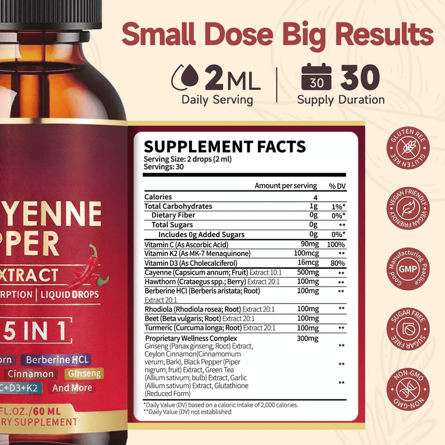 Cayenne Pepper Liquid Drops – Advanced Circulation & Daily Wellness Support