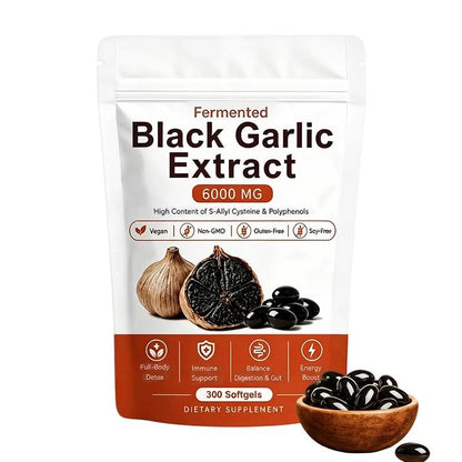 Fermented Black Garlic Extract 6000mg Softgels – Advanced Antioxidant Support for Heart Health